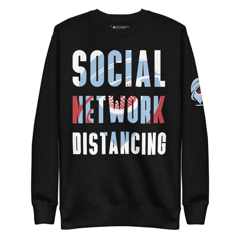 Social Network Distancing Unisex Fleece Pullover | Black