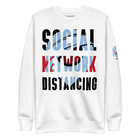 Social Network Distancing Unisex Fleece Pullover | White